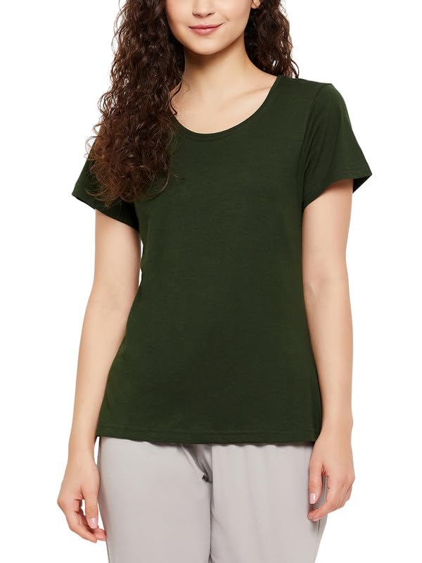 Image of Clovia Women's Cotton Solid Sleep Regular Fit Shirt (Lt5201P17)