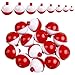JOGFFDE Fishing Bobbers Floats Bulk Hard ABS Floats Bobber Snap on Push Button Red/White Round Buoy Float Bobbers for Fishing Tackle Accessories Party Decoration