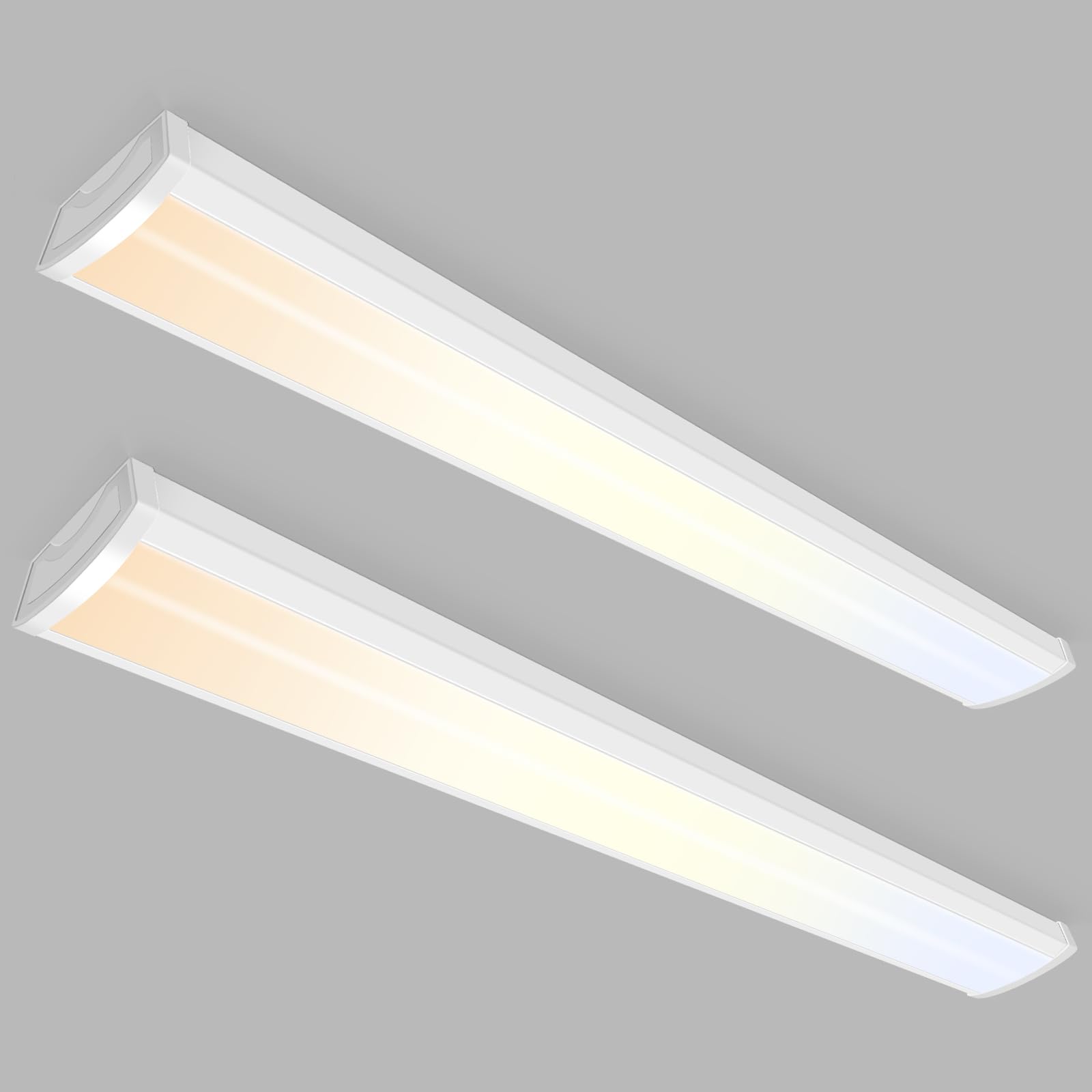 ALUSSO® 3CCT 3000K/4000K/5000K Adjustable LED Wraparound Light, 4FT 40W LED Shop Lights, Low-Profile Flush Mount Ceiling Light Fixture for Kitchen, Closet, Garage, Office, Hallway, 2Pack