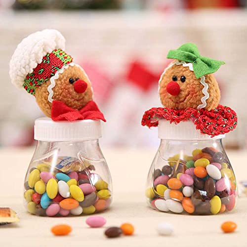 Qixivcom 4 Pack Christmas Clear Candy Jar Adorable Gingerbread Man Ornament With Boys Girls Plush Doll Lid, Nutty Chocolate Cookie Organizer Jars For Candy Buffet Party Table Decorations Kids Gifts #TOP5