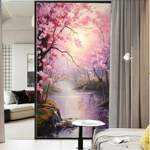 Vinilo decorativo para ventana con flores en tonos acuarela 17.7x23.6 in miniatura 3