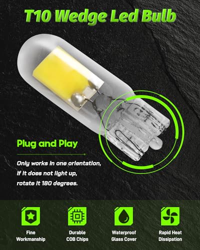 Image of Alopee 10 Pack T10 Led Bulb White 6500K DC 12V
