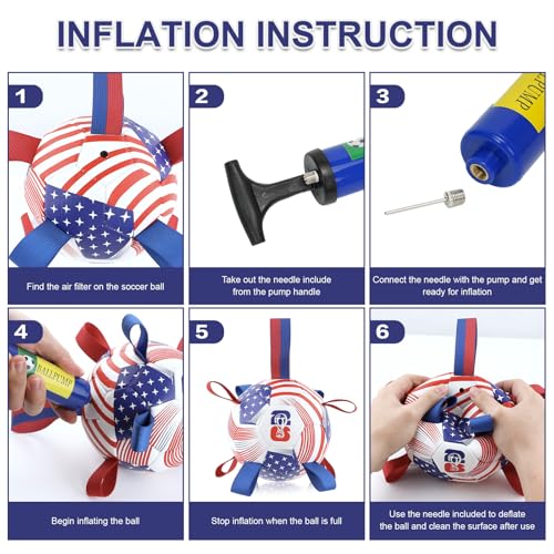 Image of Dog Toys Balls, Dog Soccer Ball with Straps, Dog Birthday Gifts, Durable Balls for Small Medium Pet, Puppy Outdoor Toy, Pet Training Soccer Ball, 2026 World Cup Soccer (6 Inch)