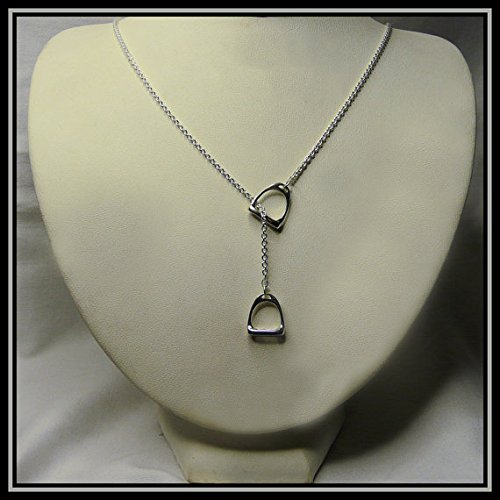 MANZHEN Personality Equestrian Jewelry Double Horse Stirrup Lariat Y Necklace (Silver)