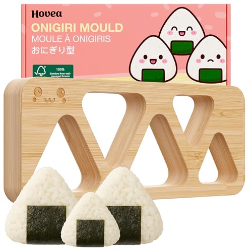 Hovea - Onigiri Form aus Bambus - Kleine & Große - Sushi Reisball Presse - Mini Onigiri Maker für Bento - Japanischer Omusubi Dreieck Snack - Holzform - ONG005