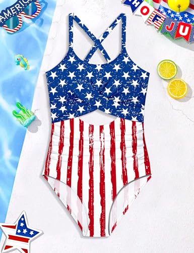 Image of Girl Swimsuit One Piece Cutout Ruched Bathing Suit for Girls Color Block Adjustable Straps Pad Swimwear 9-18y