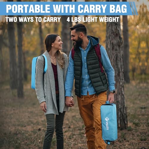 VILLEY Portable Folding Chair Lightweight Camping Chair No Assembly Needed, Quick Setup for Beach, Hiking, Supports 330 LBS, Blue by VILLEY - Used condition - Image 7