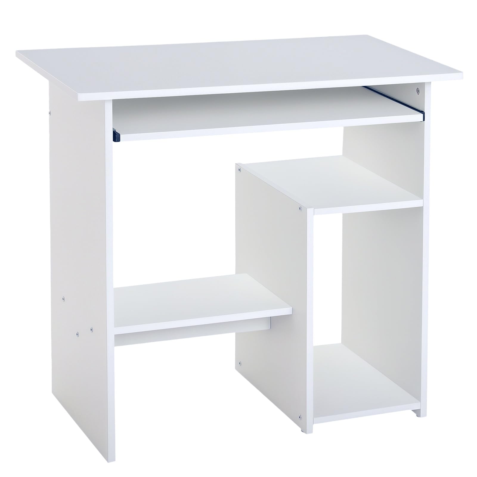 HOMCOM Petit Bureau D'Ordinateur avec Support CPU 80 x 45 x 75 cm Blanc