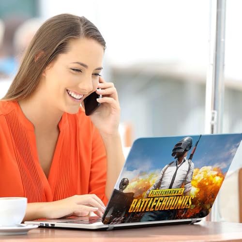 Image of Galaxsia Pubg Battlegrounds Top+Wrist Pad Vinyl Laptop Skin /Sticker /Cover Upto 15.6 Inches Laptops Laminated-Removable-HD Quality Compatible for Hp-Dell-Sony-Lenovo-Asus etc.(15x10 Inches)