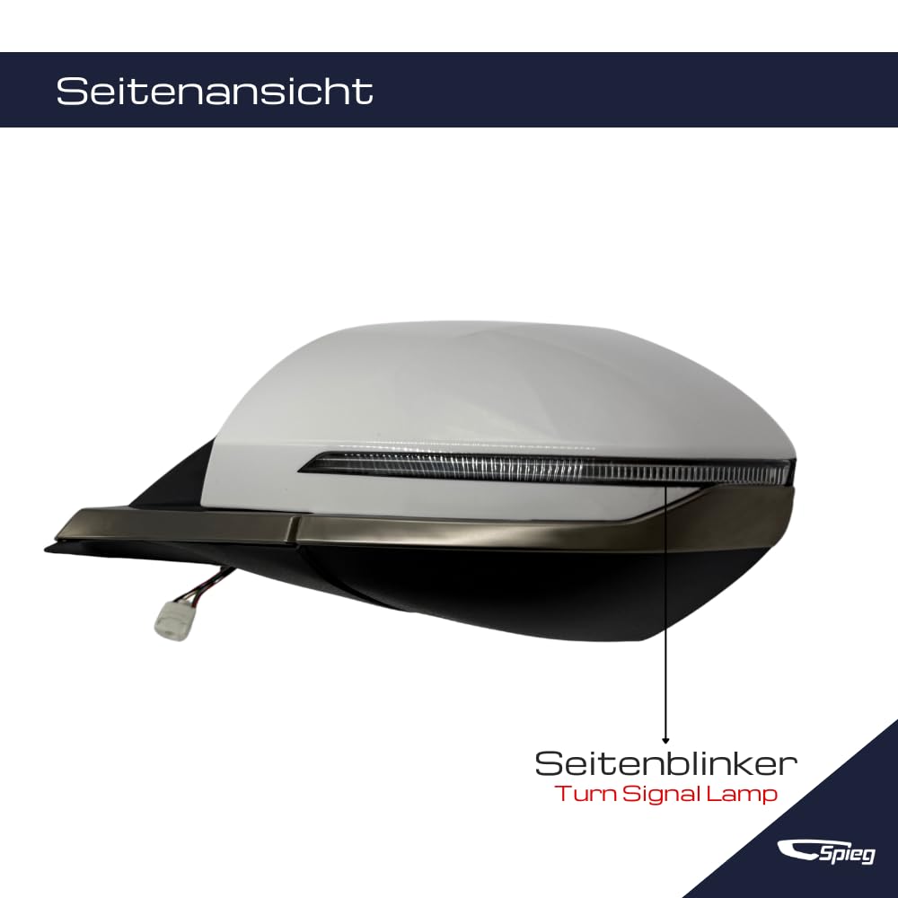 Spieg Außenspiegel Links für Hyundai Tucson NX4 2021-2025 Elektrisch Einklappbar, Blinklicht, Weißes Material, 8 PIN