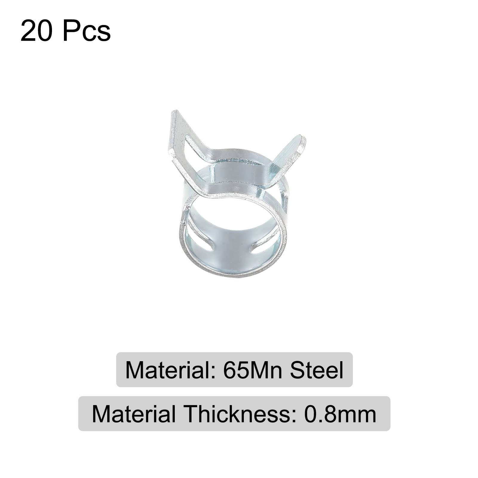 uxcell 20pcs 10mm Spring Band Type Action Fuel/Silicone Vacuum Hose Pipe Clamp Low Pressure Air Clip Clamp, Zinc Plated