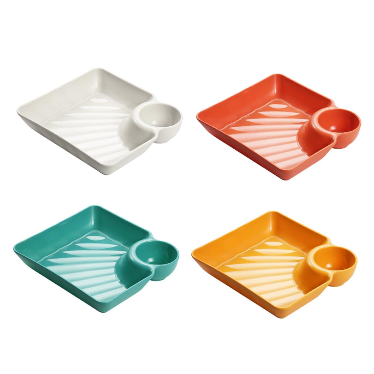 BRIGHTFUFU 4pcs Pp Snack Plate Shrimp Plate with Sauce Glass Bowls Dumpling Serving Dishes Breakfast Plates Compartment Plates Dumpling Serving Plate Deep Plates Dipping Bowl Japan Dumplings