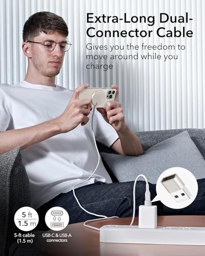 Image of ESR Magsafe Charger for iPhone, Wireless Charger Compatible with iPhone 17 /17e /16 /15 /14 /13 /12, Samsung Galaxy S26 Series, AirPods 4 /3 /AirPods Pro, Natural Titanium