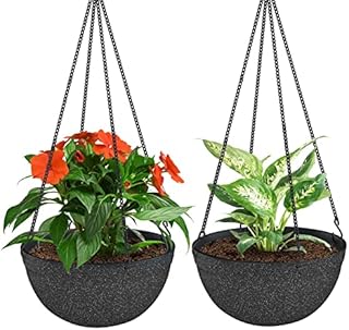 ZMTECH Hanging Plant Pot, Hanging Planters for Indoor Outdoor Plants, Hanging Plant Holder Flower Baskets with Drainage Hole for Balcony Patio Garden Bedroom (Set of 2, Blue)