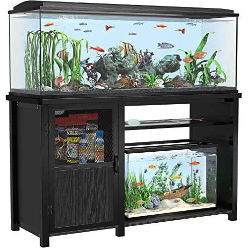 GDLF 55-75 Gallon Fish Tank Stand Heavy Duty Metal Aquarium Stand with Cabinet for Fish Tank Accessories Storage,52″ L*19.68″ W,850LBS Capacity