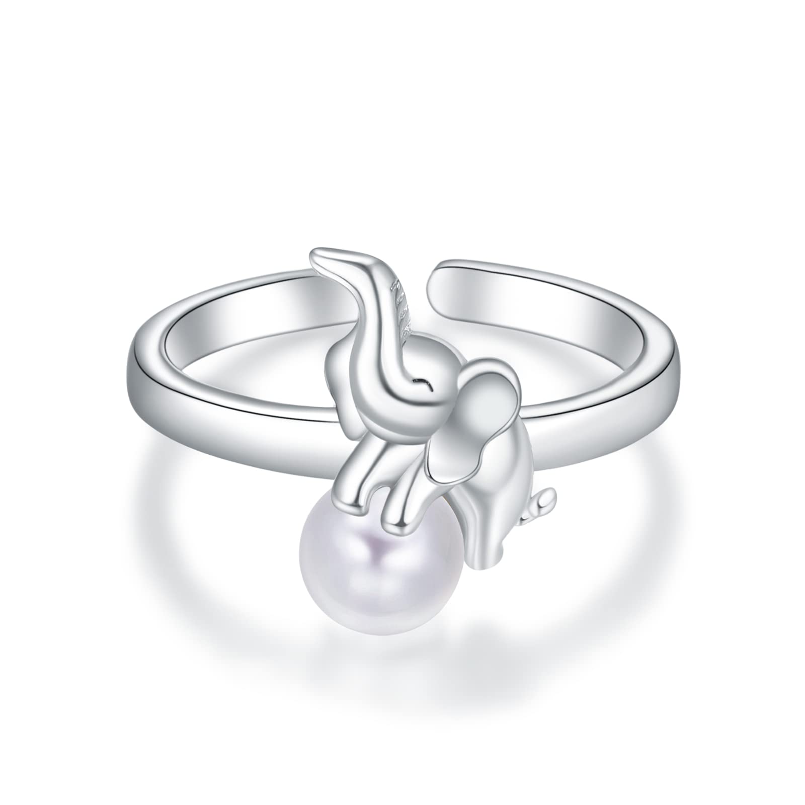 KINGWHYTEElephant Ring 925 Sterling Sliver Pearl ring