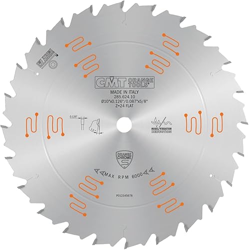 CMT ORANGE TOOLS 285.624.10 Cuchilla de rasgado cromada naranja 10" x T24 plana, plata