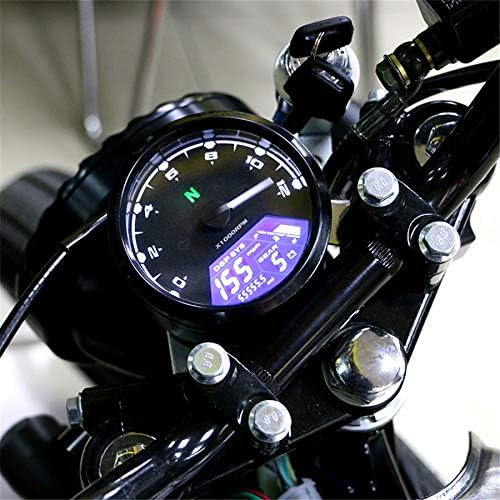 Motorcycle LCD Signal Speedometer Tachometer Odometer Gauge 12000 RPM for Cruiser Racer Old School