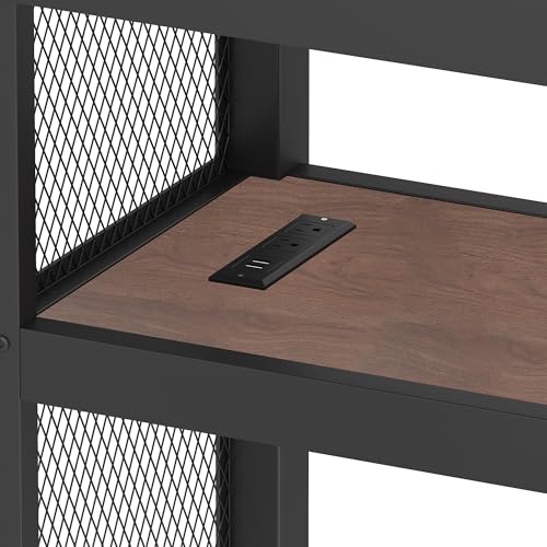 Image of Bellemave Twin XL loft Bed with Storage Stairs, Shelves, Metal Twin XL Loft Beds with LED Lights, USB Ports, Multifunctional Iron Nets for Adults, Kids, Teens, Black