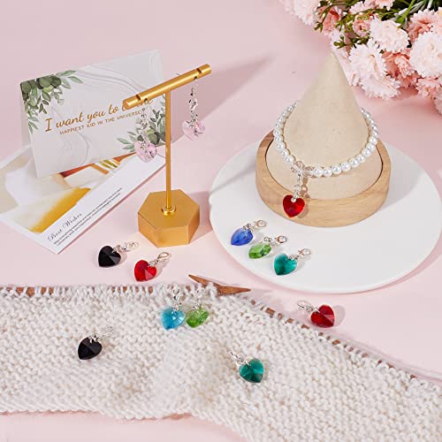 SUNNYCLUE 1 Box 50Pcs Stitch Markers Crochet Stitch Marker Cute Crystal Heart Bead Charms Clip On Removable Lobster Clasp Zipper Pull Charm Locking Knitting Markers for Weaving Sewing Knit Quilting - Image 4