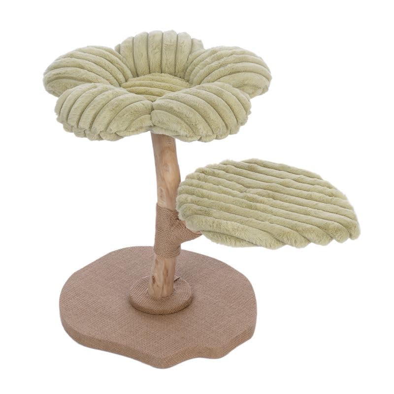 TIAKI Nature Kratzbaum Flora | Kompakter Kratzbaum für Katzen | gepolstertes Kuschelbett mit gewölbten Blütenblättern | mit Sisal umwickelter Holz-Stamm | Höhe: 63cm