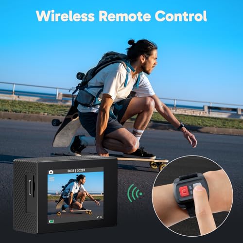 Image of AKASO EK7000 4K30FPS 20MP WiFi Action Camera with EIS Ultra HD 131FT Waterproof Underwater Camera Remote Control 4X Zoom Support External Microphone Black