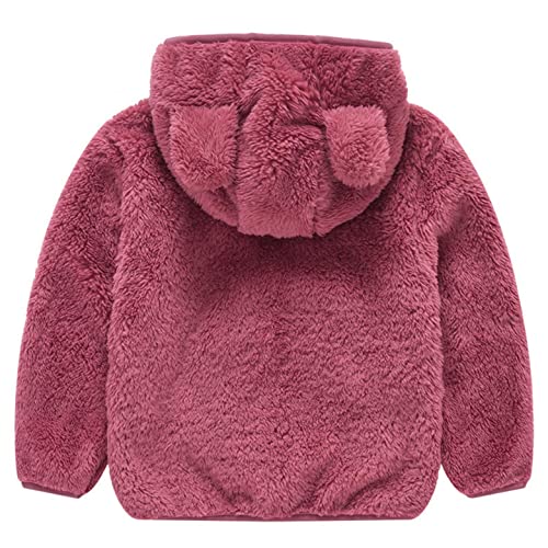 Heavkin Toddler Boys Girls Faux Fleece Jacket Coats Hoodies With Bear Ears Fall Winter Zip Up Jacket Kids Coat Outwear, Red, 2T #TOP1