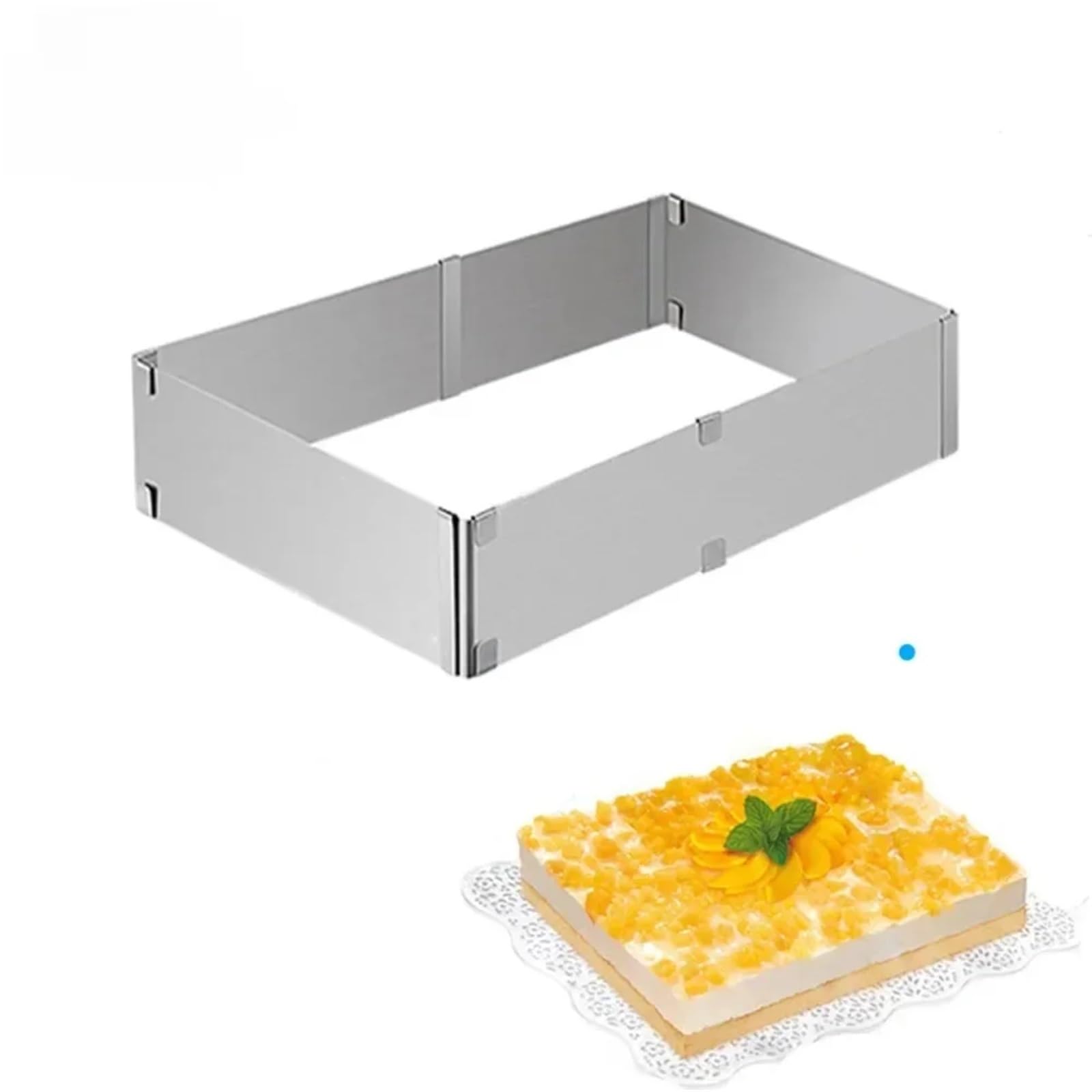 Verstellbare Kuchenringform aus Edelstahl, quadratisch, rechteckig, for Mousse-Backringe, Kuchenform für Torten Kuchen Schichttorten