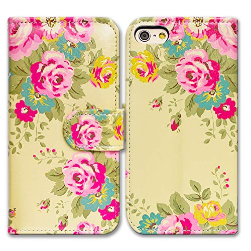 Bcov Case for iPhone SE 2022/iPhone SE 3rd Gen/iPhone SE 2020,Bcov Pink Flower Yellow Leather Flip Case Wallet Cover with Card Slot Holder Kickstand for New 4.7" iPhone SE/iPhone 8/iPhone 7
