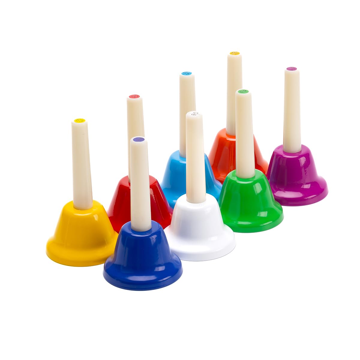 CeleMoon Hand Bells for Beginner - 8 Note Colorful Metal Handbells with Handle - Educational Teaching and Learning Music Instruments - Image 2