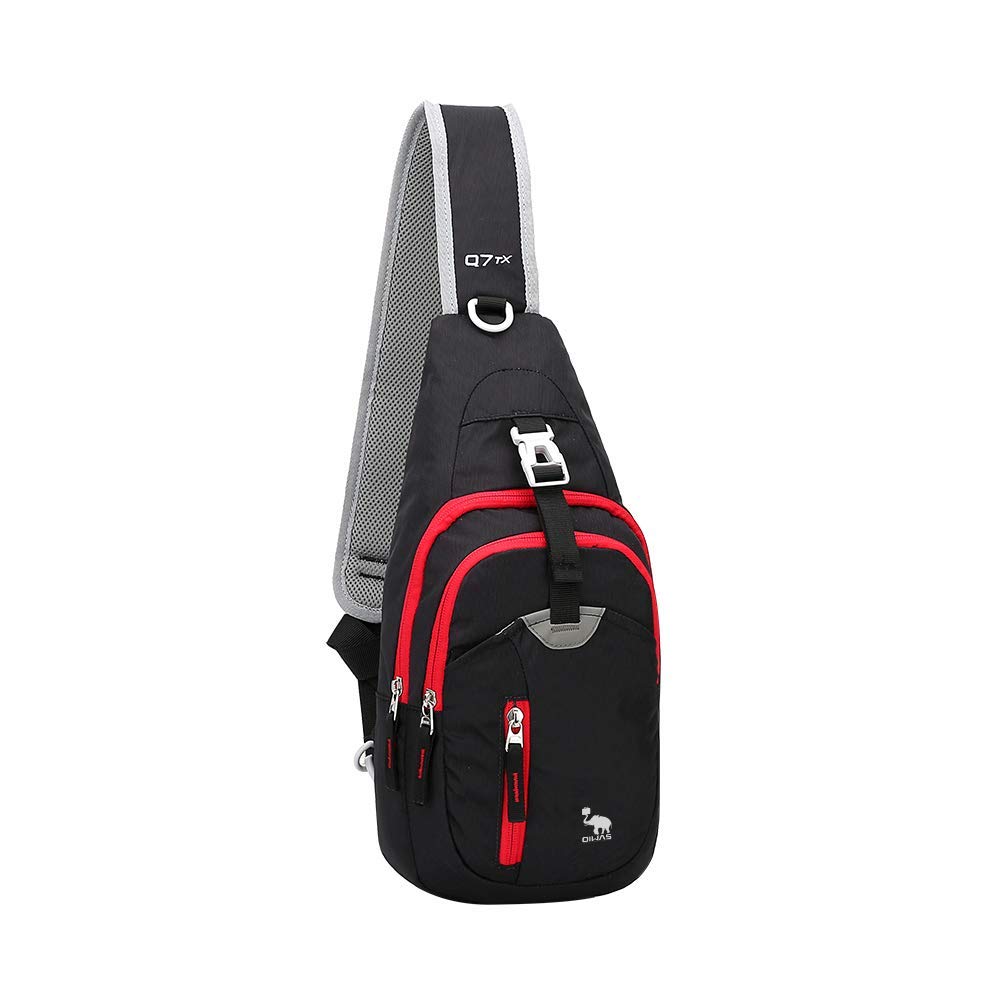 OIWAS Bolso Bandolera Hombre Cruzada Mochila Negra Pequeña Bolsa de Hombro para Deportes al Aire Libre Senderismo Ciclismo Montañismo y Viajes