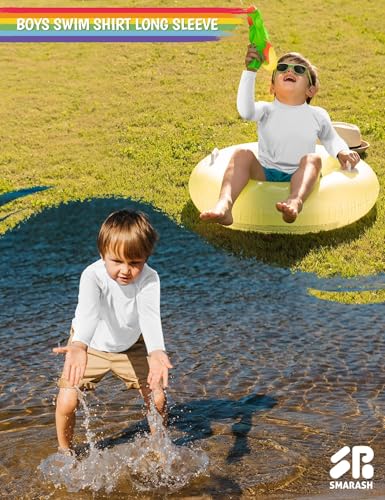Image of Boys Rash Guard Swim Shirts Long Sleeve UPF 50+ Swimwear Toddler Kids Sun Protection SPF Water Surfing Swimming Shirts 0-16Y
