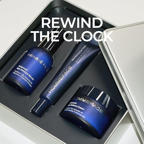 Image of HOMMEFACE Men's Age Defense 3pc Skincare Set: Serum, Eye Cream & Face Cream