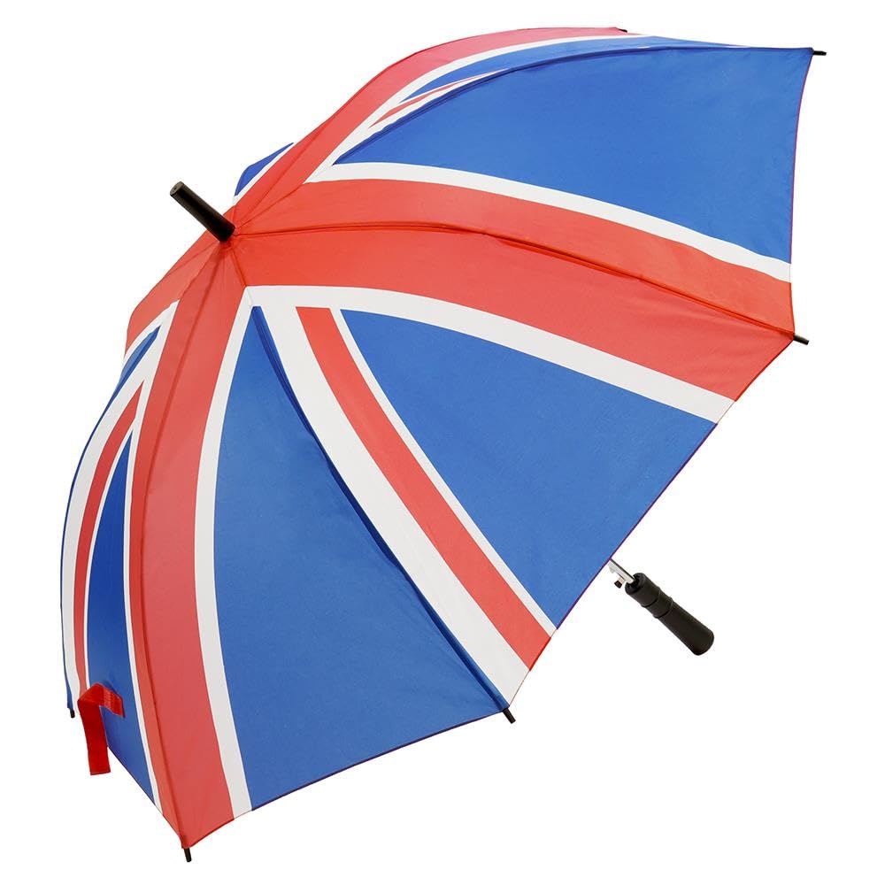 A2Z Union Jack Compact Golf Umbrella Windproof Weather Resist Patriotic England UK British Flag Souvenir Umbrellas Ladies Men Unisex Walking Stick Brolly Portable Shade Travel Parasol 23" 59cm Canopy