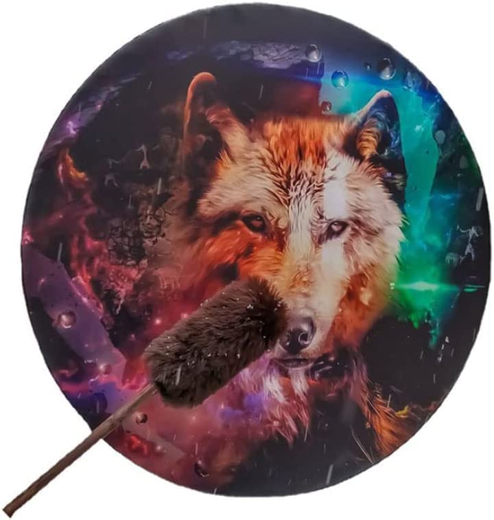 LIOONS Tambor Chamán hecho a mano con Totem Drum y palos para música espiritual Instrumento de percusión de marco miniatura 1