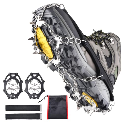 Azarxis Crampons Ice Traction Cleats Snow Grips for Boots Shoes with Anti Slip 24 Stainless Steel...