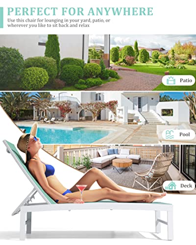 Patio Aluminum Chaise Lounge Chair, Vredhom Outdoor Recliner Lounge Chair Sun Loungers, All Weather Chaise With 5 Adjustable Backrest And Lay Flat Positions For Garden, Balcony, Pool #TOP5