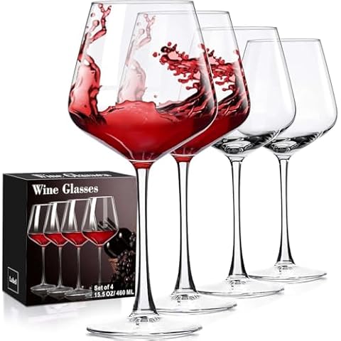 PARACITY Wine Glasses Set of 4, Hand Blown White and Red Wine Glasses, Burgundy Wine Glass, Christmas Gifts, 16oz Red Wine Glasses for Women, Men, Wedding and Birthday Cover
