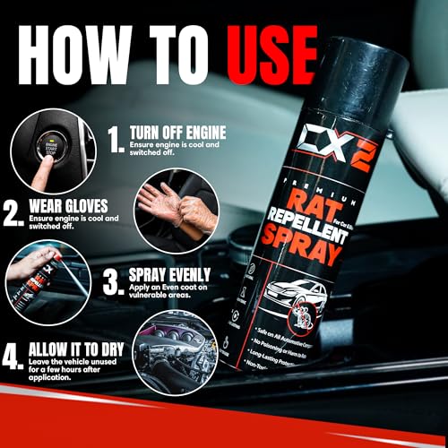 Image of CX2 Rat Repellent Spray for Cars 300ml Human Safe Rat Spray No Kill, Only Repels Rodent Repellent for Car Easy to Spray Nozzle 1st time in India FORMULATION 2X