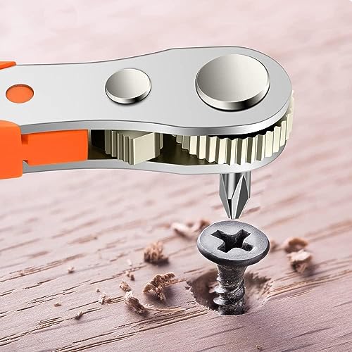 Image of AASONS Mini Ratchet Wrench, Right Angle Phillips Magnetic Screwdriver For Confined Hard To Reach Spaces With 1 /4 inch Drive High Torque Offset Reversible Mini Ratchet Spanner For Tight Areas