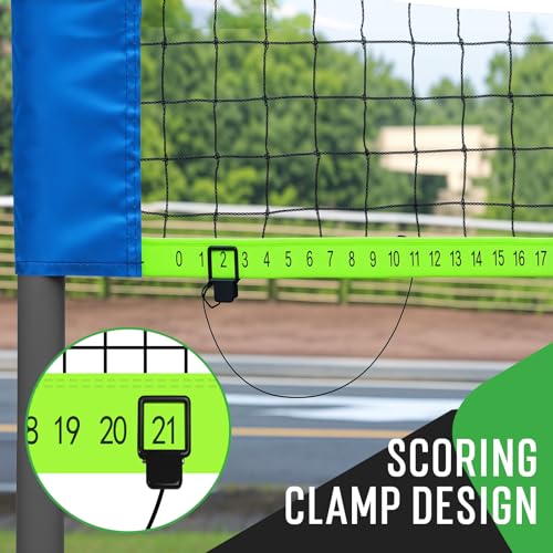 Image of 20ft Portable Outdoor Badminton Net Set for Driveway Backyard, Beach, Park with Durable Anti-Sag PE Net, Heavy Duty Steel Poles, 4 Badminton Rackets, 3 Shuttlecocks and 600D Carry Bag