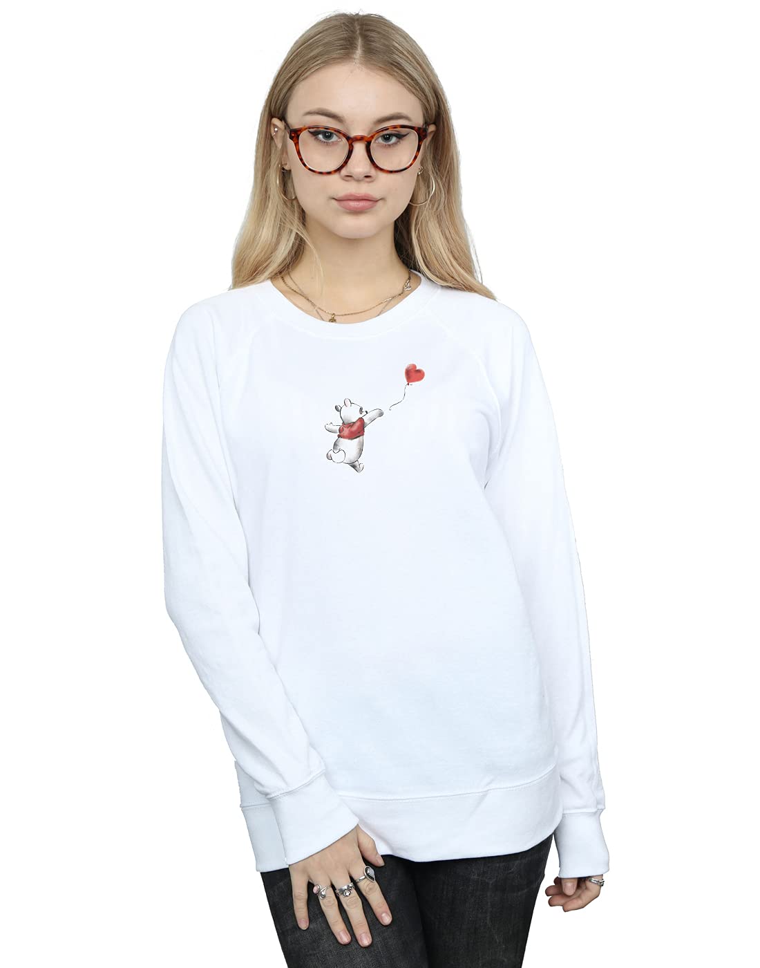 Disney Women's Winnie The Pooh Balloon Sweatshirt White XX-Large