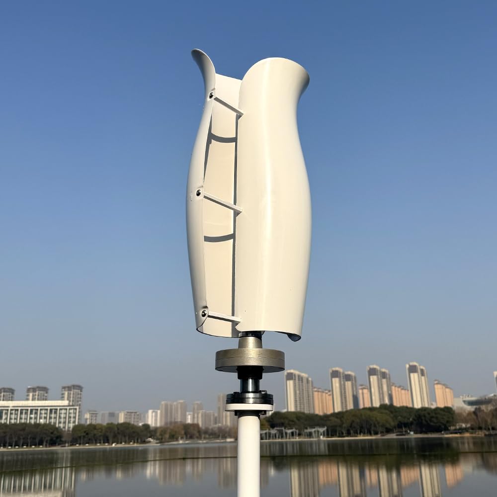 800W vertikale Windkraftanlage 12V 24V 48V Windgenerator freie Energie Windmühle Windturbine mit Regler Windräder für Heimgebrauch Garten Boote (48V-Weiß)