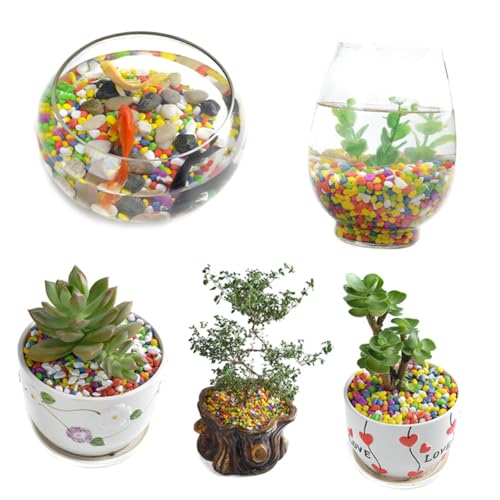 Happyyami Artificial Gravel Stone Decor 2 Bags 1kg Small Pebbles for Fish Tank and Garden