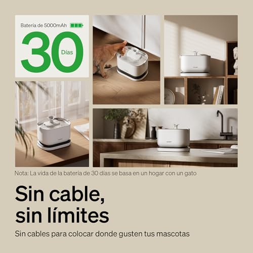 Fuente para gatos sin cable PETLIBRO Dockstream con el depósito de 2,5 litros desmontado para su limpieza