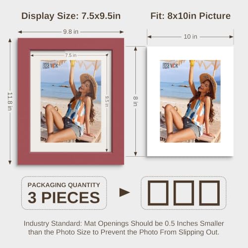Image of VCK 8x10 Picture Frames 3 Pack, Red Wood Photo Frame, Wall Display