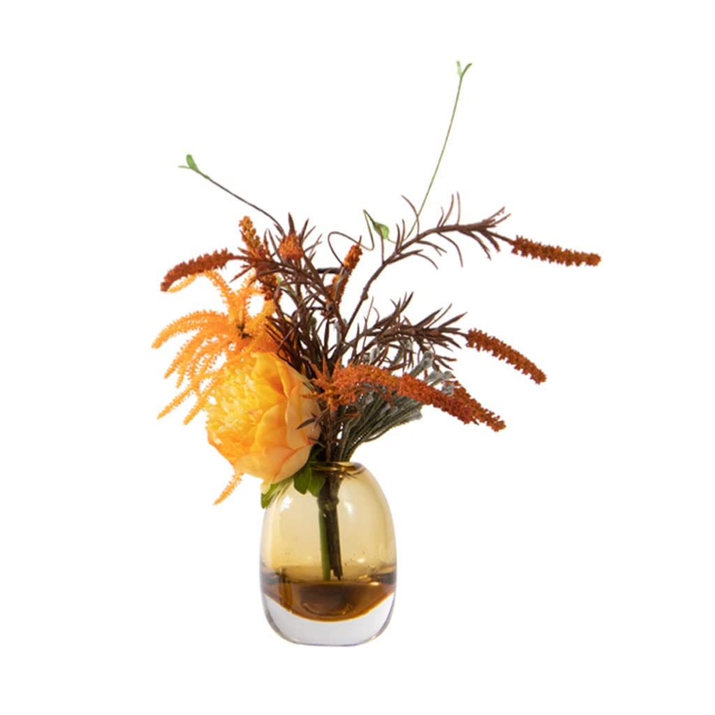 Fiori Artificiali in Finta Seta con Vaso di Vetro, Serie Autunnale, Matrimonio e Natale