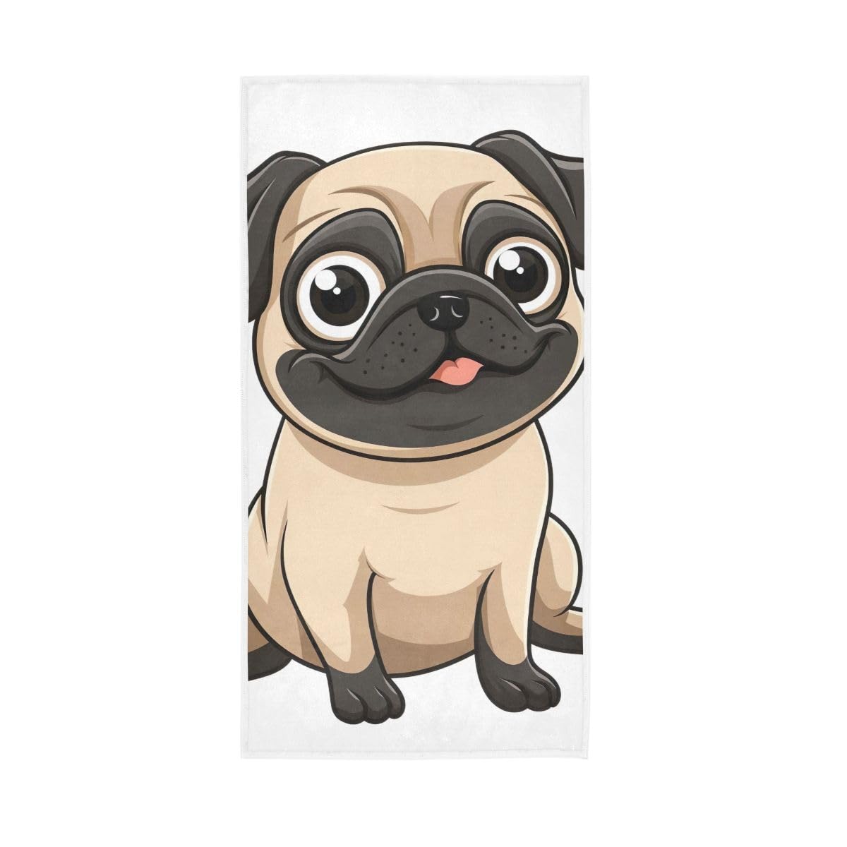LSRCPD Pug Cartoon Hand Towel, Farmhouse Hand Towels Bathroom 15 x 30 Inches