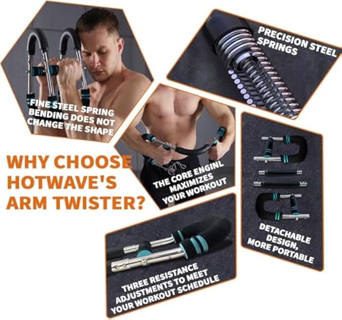 HOTWAVE Twister Arm Trainer, Chest Workout Equipment Exerciser for Men, Adjustable Arm and Chest Twister Trainer for Women - Portable Home Strength Training Fitness Equipment for Upper Body Muscle