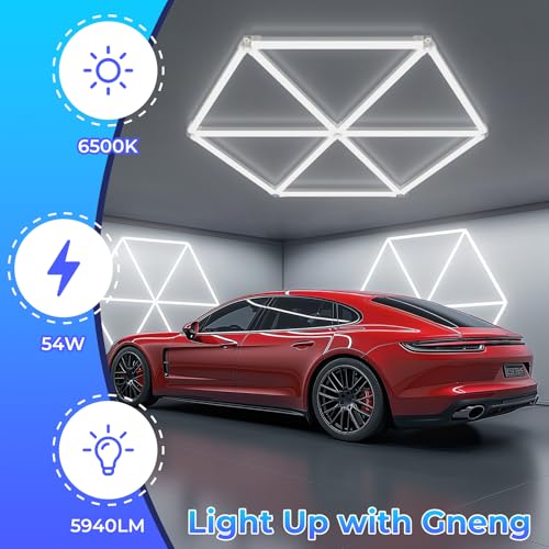 Gneng Led Garage Light-54W, 6500K 5940LM Garage Hexagon Shop Lights for Car Detailing, Workshop, Basement, Gym, Barber - image 2